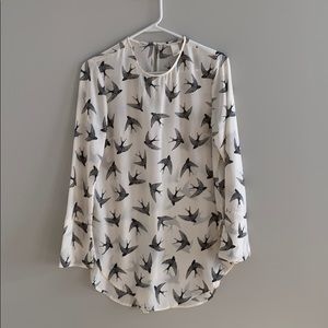 H&M Printed Blouse with Flare Sleeves